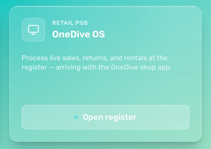 The Retail POS card on the OneDive B2B Overview page: OneDive OS, and an Open register button