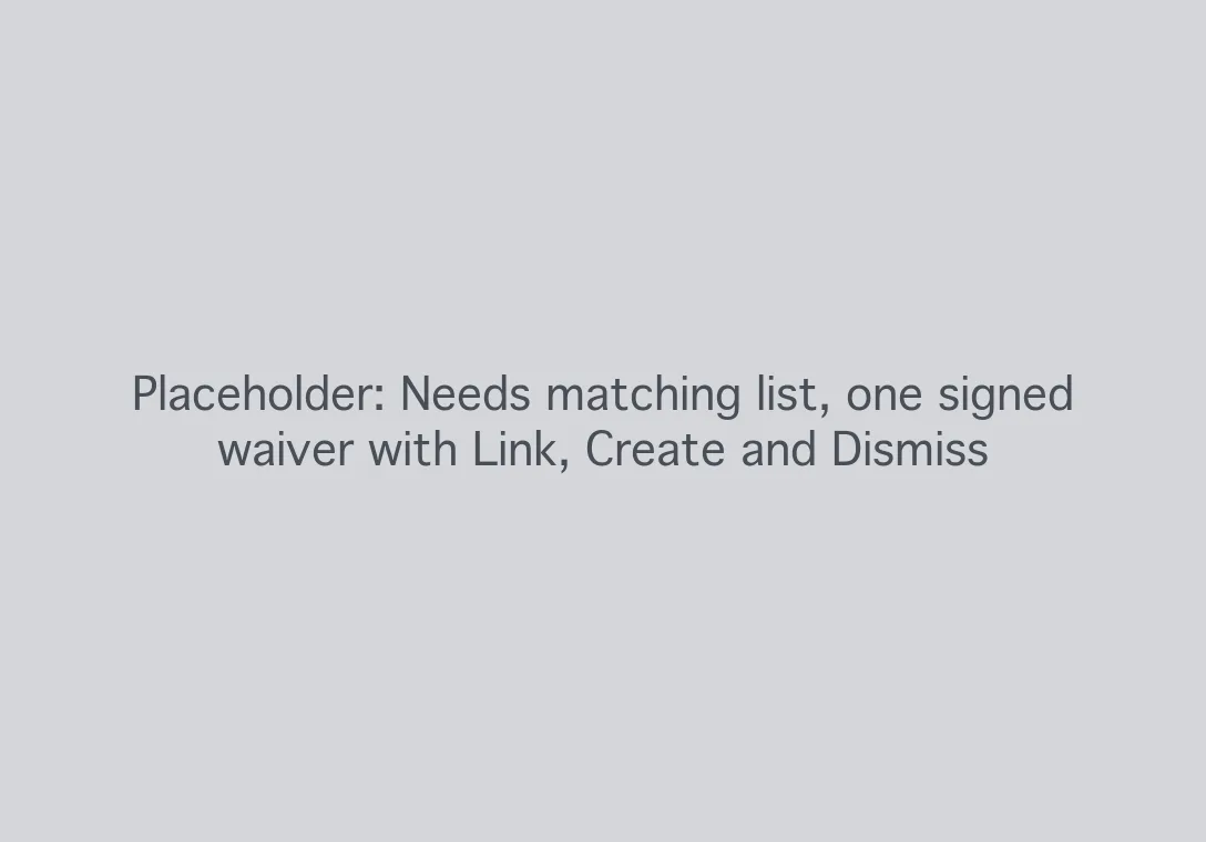 Placeholder for the Needs matching list: a signer's name, email and signed date, with Link, Create and Dismiss